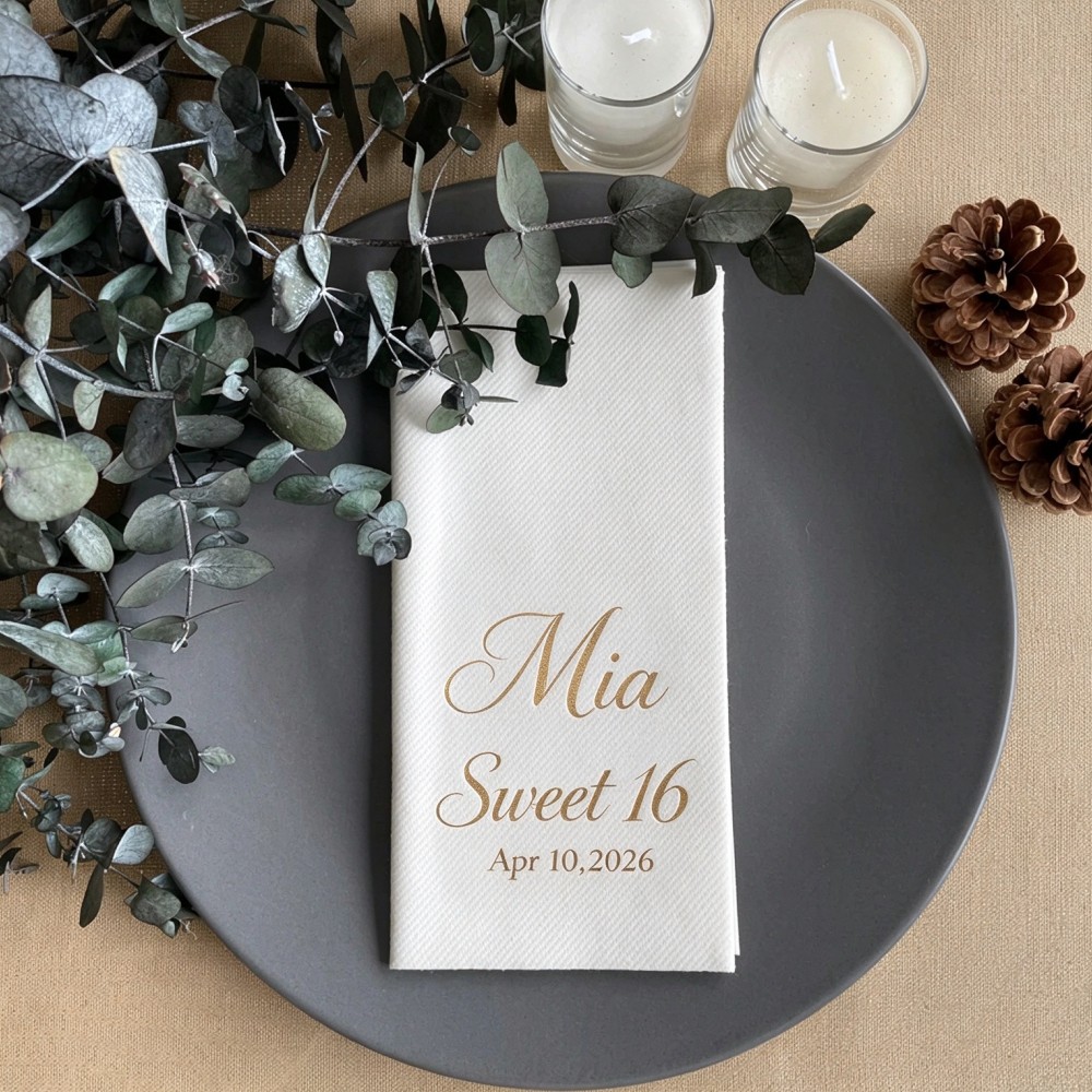 Table Number Gold - 100 قطعة مناديل حفلات 16 عامًا