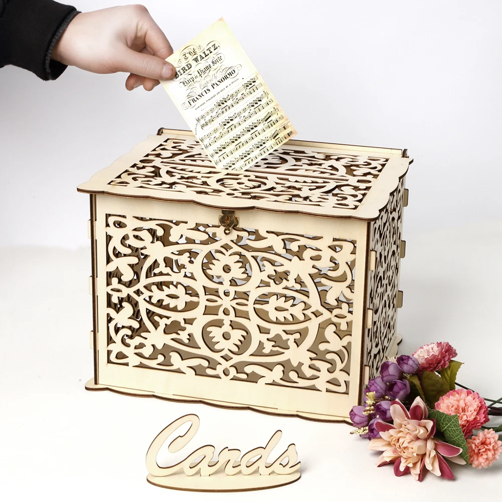 صندوق بطاقة زفاف خشبي ، بطاقات - مراجعة Wedding Card Box وسعره